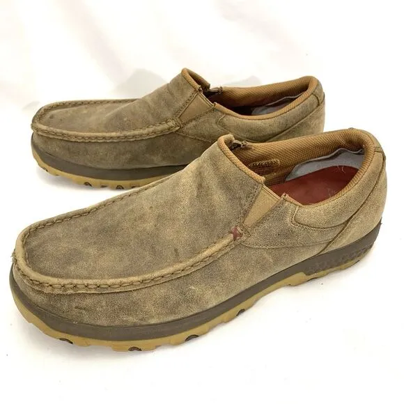 Twisted X Men's Driving Moc Bomber Brown Slip On Shoes MXC0003 SZ 12W