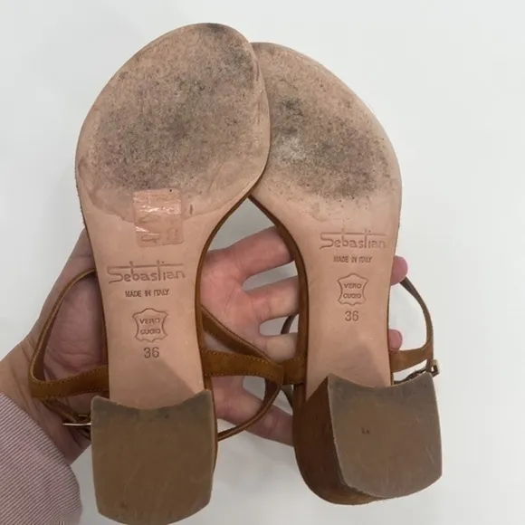 UEC Sebastian Milano light brown thing heeled sandals no box size 36/ 6