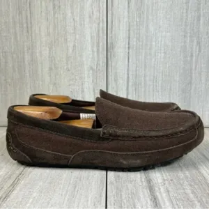 UGG Alder Espresso Brown Suede Leather Slip On Loafer Slipper Shoes Mens Size 9