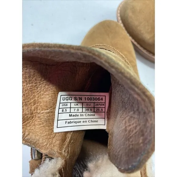 UGG Australia Anais Boots Womens 8.5 Chestnut Brown Suede Wedge Heel