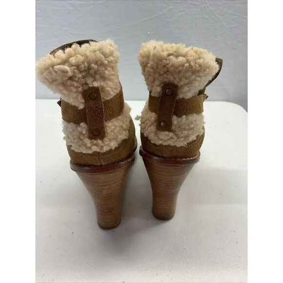UGG Australia Anais Boots Womens 8.5 Chestnut Brown Suede Wedge Heel