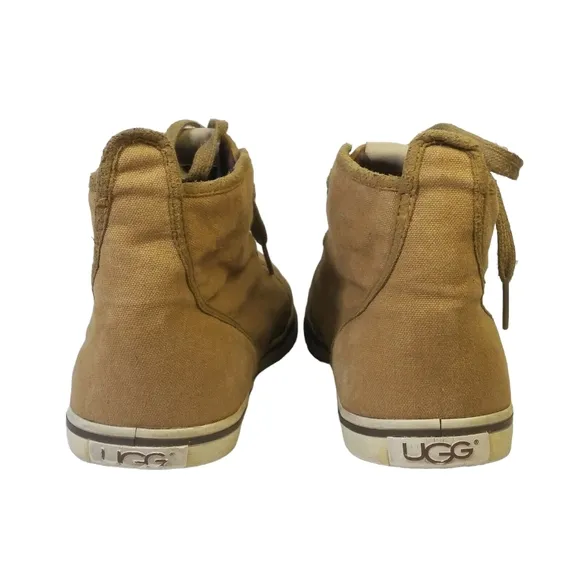 UGG Australia Canvas Lace-Up Chukka Boots Ankle Booties Beige Hippie Casual