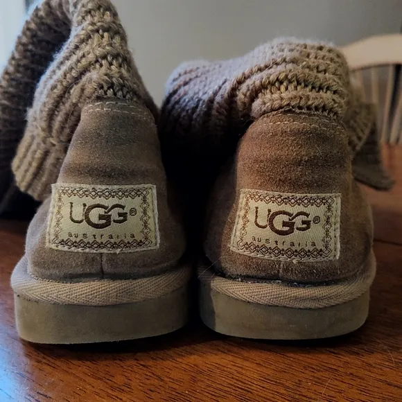 UGG Australia Cardy Classic Knit Tall Sweater Boots Tan Women Size 8