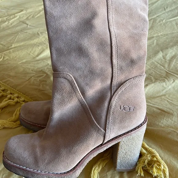 UGG AUSTRALIA JOSIE CONVERTIBLE TALL CHESTNUT LEATHER SUEDE SHEEPSKIN BOOTS 7