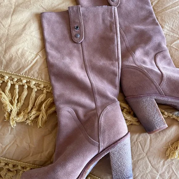 UGG AUSTRALIA JOSIE CONVERTIBLE TALL CHESTNUT LEATHER SUEDE SHEEPSKIN BOOTS 7
