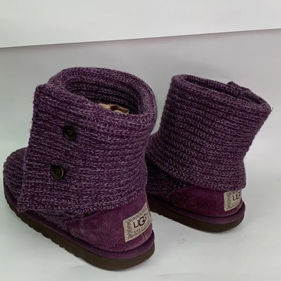 UGG Australia purple Sweater knit button boots size 5