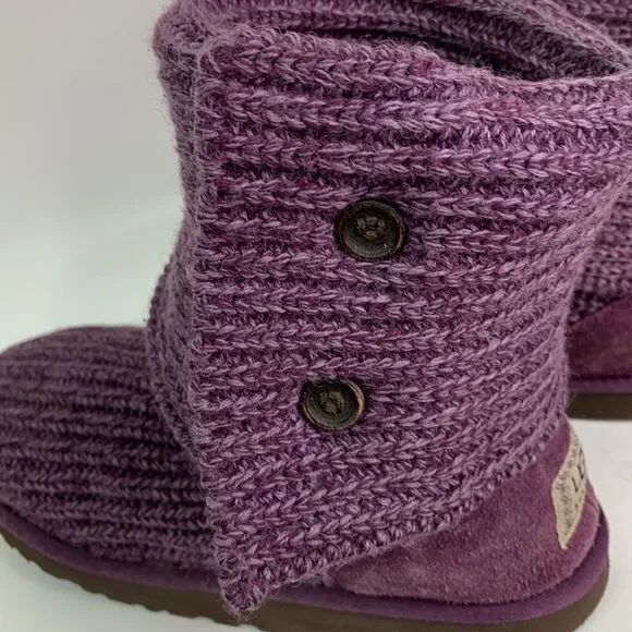 UGG Australia purple Sweater knit button boots size 5