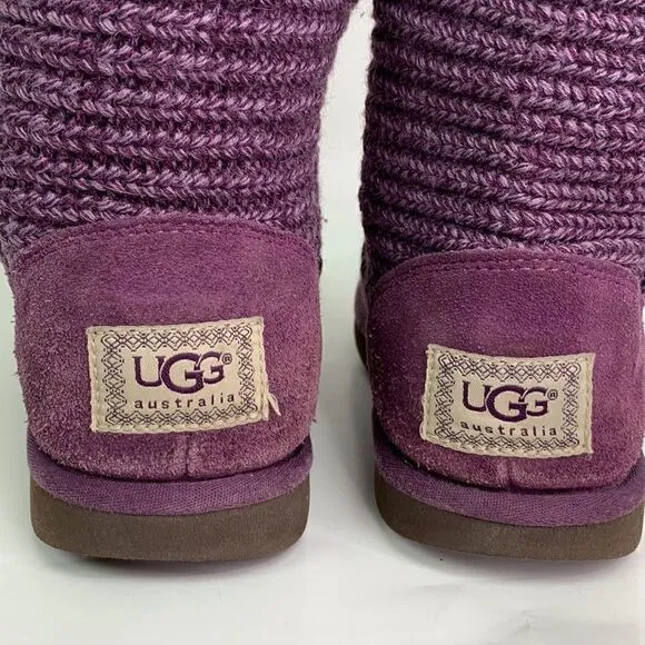 UGG Australia purple Sweater knit button boots size 5