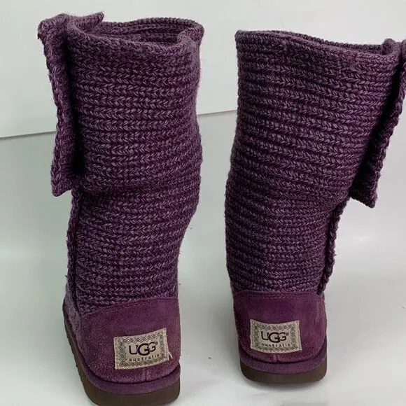 UGG Australia purple Sweater knit button boots size 5