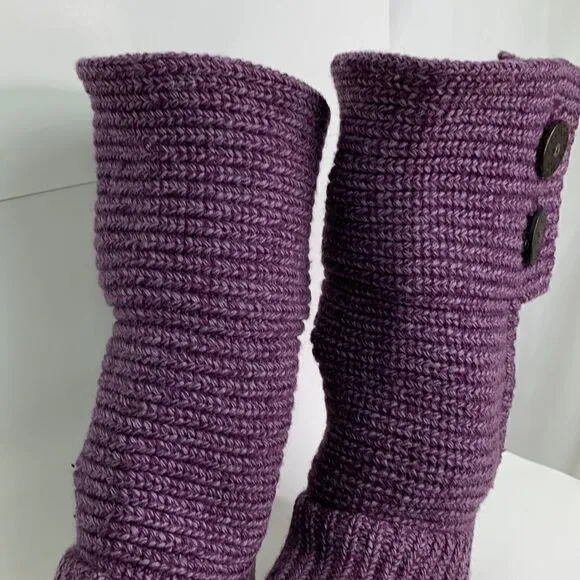 UGG Australia purple Sweater knit button boots size 5
