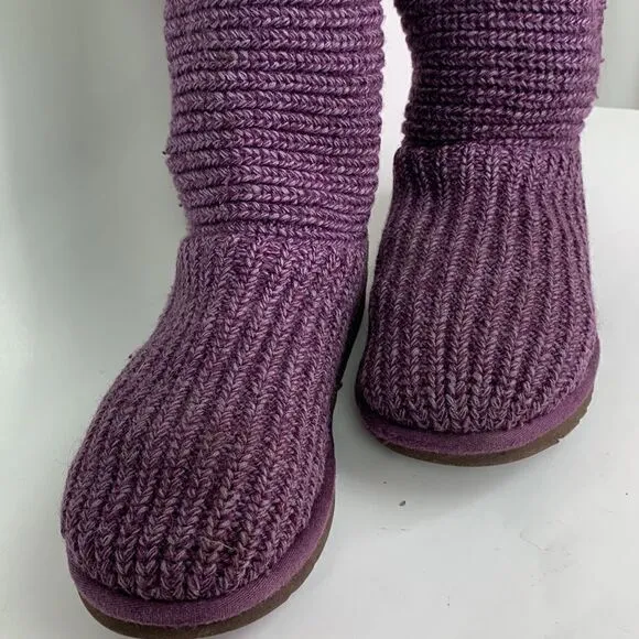UGG Australia purple Sweater knit button boots size 5