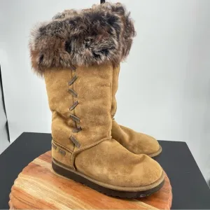 Ugg Australia Rosana Chestnut Boots Size 7 tall fur brown