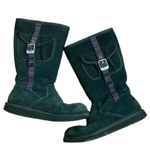 UGG Australia Tall Black Boots with Belted Purple Side Stripe and Side Pocket