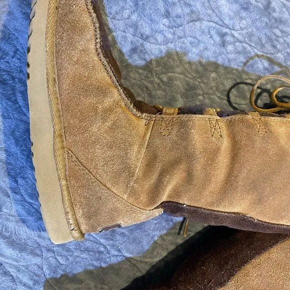 UGG Australia Whitley Youth Chestnut Suede Tall Lace-Up Boots Size 3
