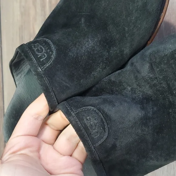 Ugg Australia Women Abbie Sheepskin Line Leather Mules Platform Heels shoes