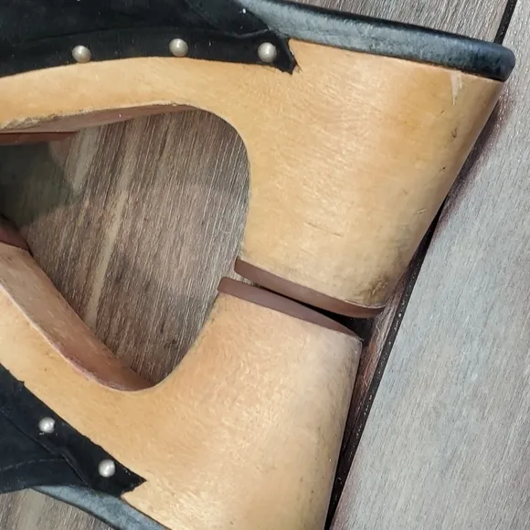 Ugg Australia Women Abbie Sheepskin Line Leather Mules Platform Heels shoes