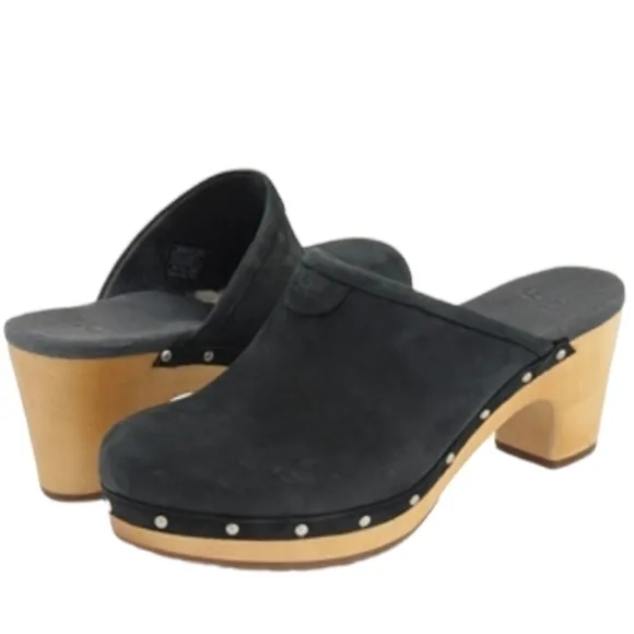 Ugg Australia Women Abbie Sheepskin Line Leather Mules Platform Heels shoes