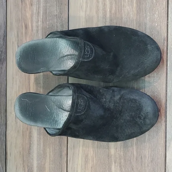 Ugg Australia Women Abbie Sheepskin Line Leather Mules Platform Heels shoes