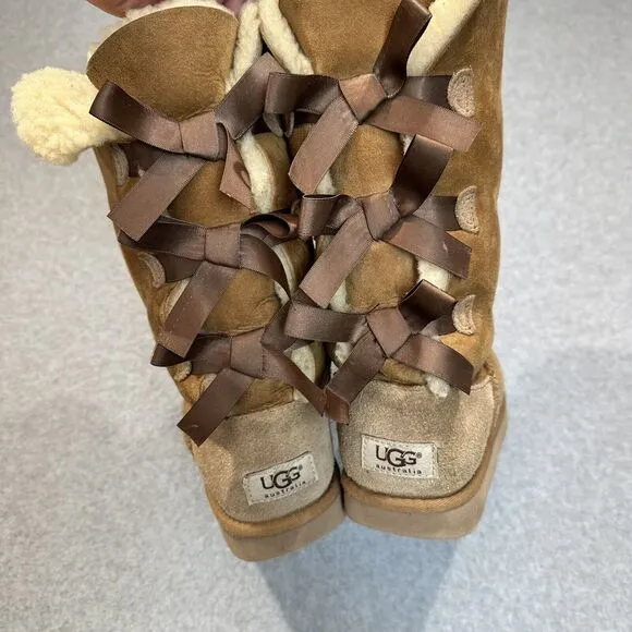 UGG Bailey Bow Tall Boot Women’s Size 4 1007309 Chestnut Brown