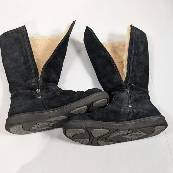 UGG black classic tall leather suede sheepskin SN 5683 womens size 8
