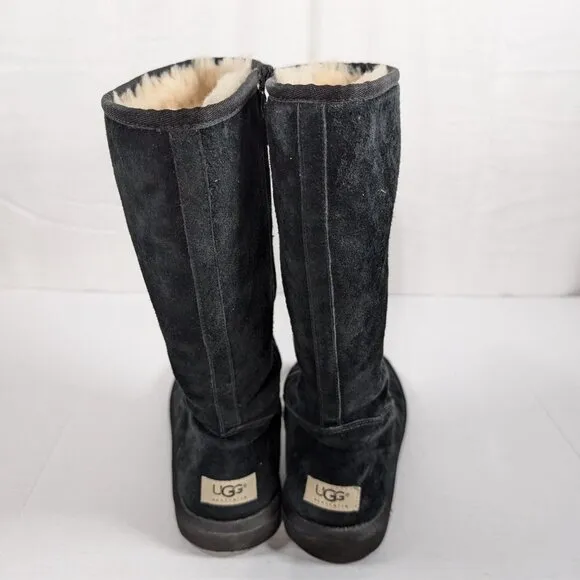 UGG black classic tall leather suede sheepskin SN 5683 womens size 8