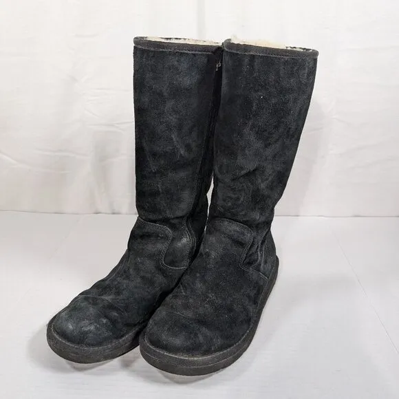 UGG black classic tall leather suede sheepskin SN 5683 womens size 8