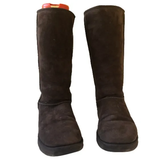 UGG Boots Classic Tall Brown Suede Shearling