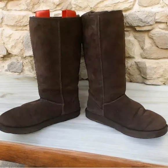 UGG Boots Classic Tall Brown Suede Shearling