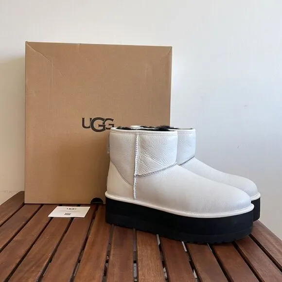 UGG Classic Mini Platform Ultra Matte White Women Size 11