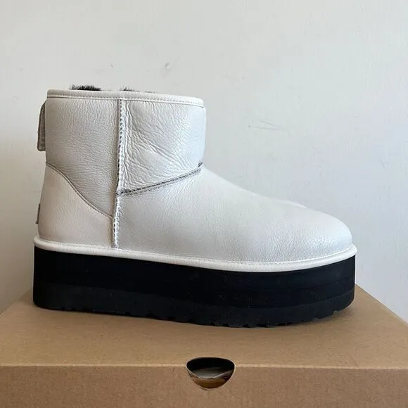 UGG Classic Mini Platform Ultra Matte White Women Size 11