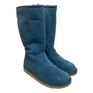 UGG Classic Tall 5235 Leather Sheepskin Winter Boots Sunset Turquoise Blue Zip 8