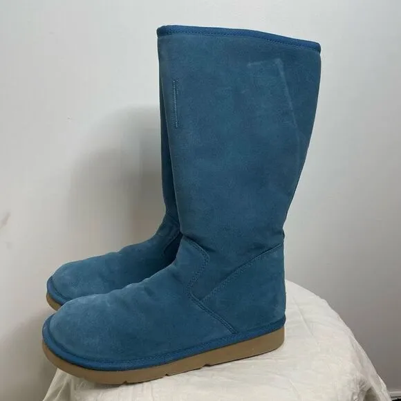 UGG Classic Tall 5235 Leather Sheepskin Winter Boots Sunset Turquoise Blue Zip 8