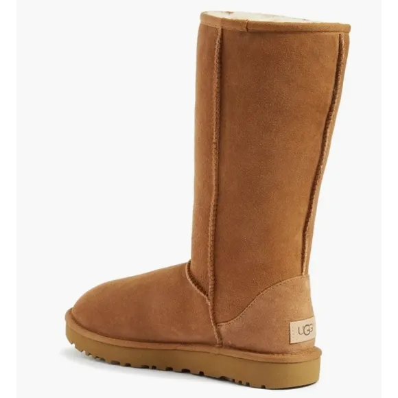 UGG Classic Tall Shearling Boots Chestnut Leather Suede Tall Girls Boots Size 4