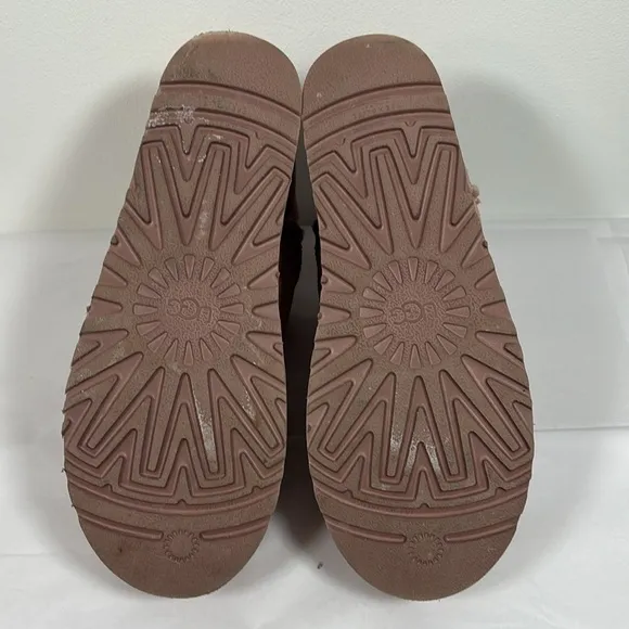 Ugg Classic Ultra Mini Platform Suede Ankle Boots Pink Fur Lined Size 42 9