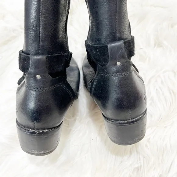 Ugg Darcie black leather tall knee high boots women's sz 5