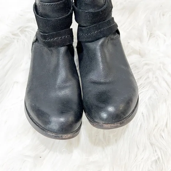 Ugg Darcie black leather tall knee high boots women's sz 5