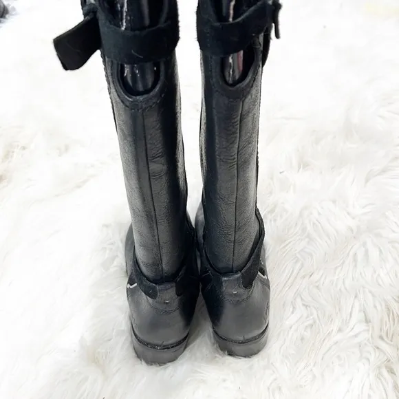 Ugg Darcie black leather tall knee high boots women's sz 5