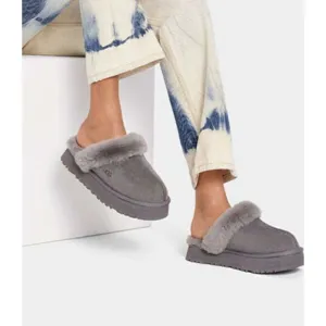 UGG disquette slipper charcoal gray sherpa lined slip on shoes size US 10