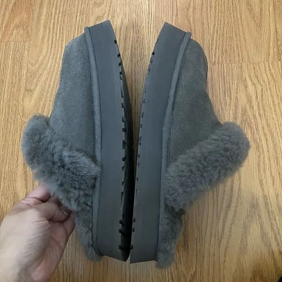 UGG disquette slipper charcoal gray sherpa lined slip on shoes size US 10
