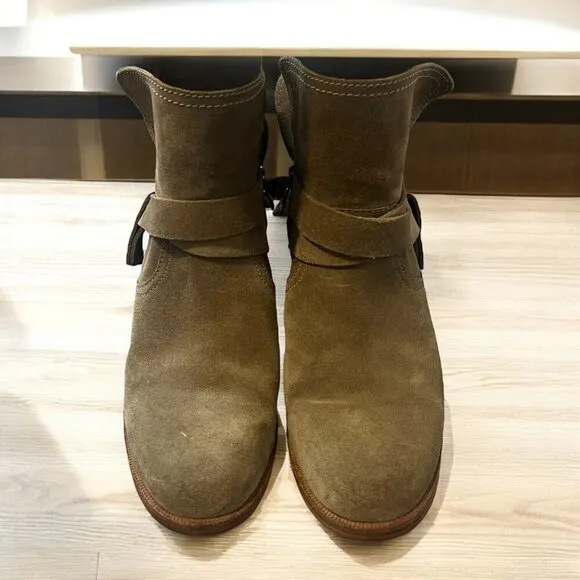 UGG Elora Women’s Suede Crisscross Strap Ankle boots booties sz 9 Beige Y2K