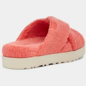 Ugg Fuzz Sugar Terry Cross Slide Sandals Peach Bliss
