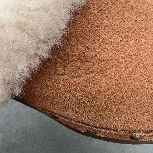 Ugg Kalie Suede Shearling Clogs Y2K Style Chestnut Brown Shoes Big Kid’s size 4