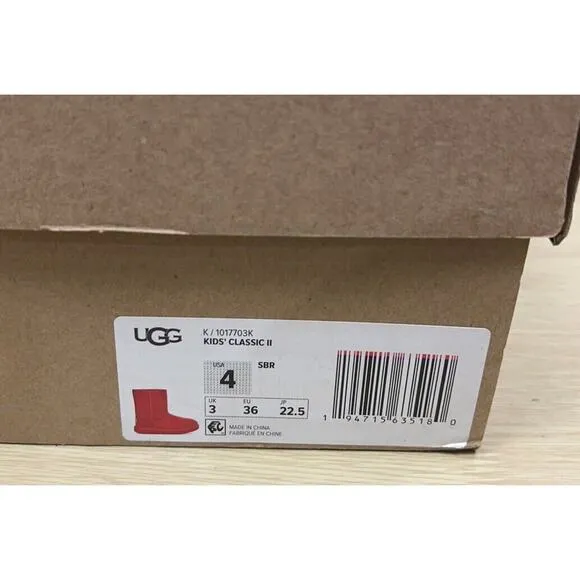 UGG Kids Classic II 1011773K Boots Big Kids Size 4 Red Great Condition