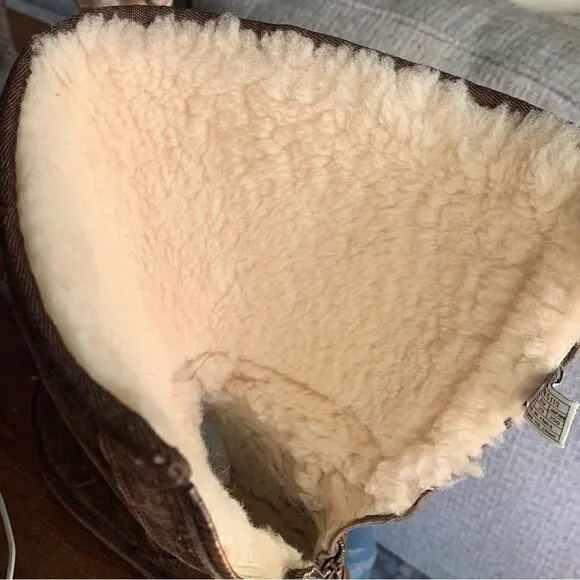 Ugg Knightsbridge Brown Tall Sherpa Lined Zipper Back Boots Sz 8