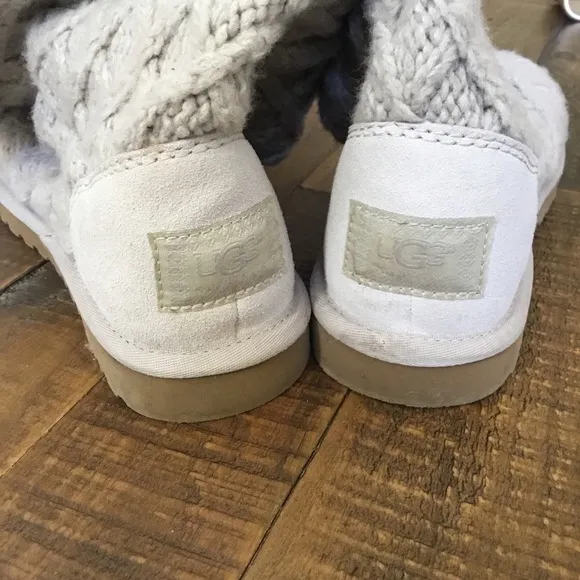 UGG Light Gray Cardy Lattice Knit Tall Boots Size 6