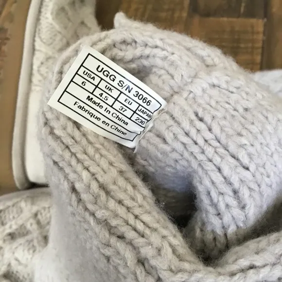 UGG Light Gray Cardy Lattice Knit Tall Boots Size 6
