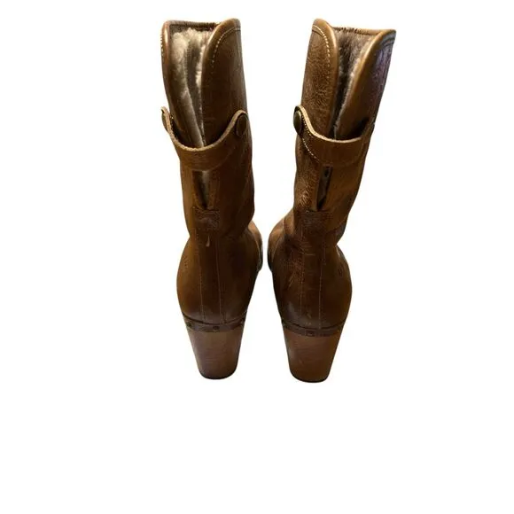 UGG Lynnea Womens Size 7 Brown Classic Outdoor Leather Heel Ankle Winter Boots