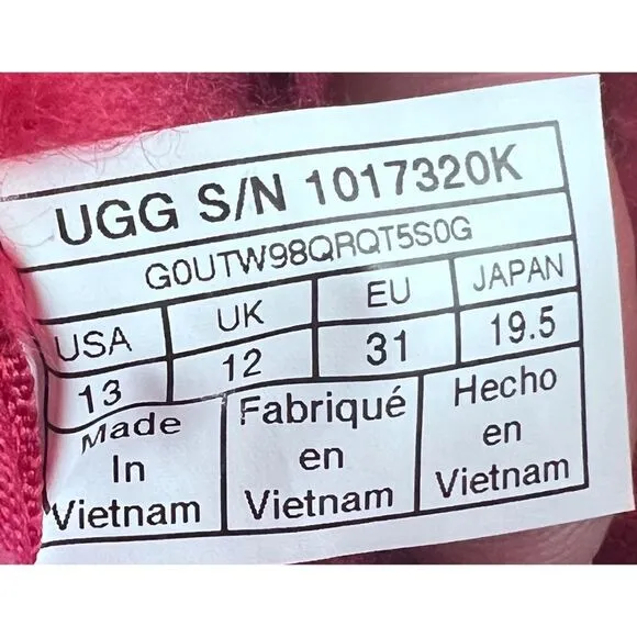 UGG Neubel Kids Red Suede Shearling Chukka Ankle Lace Up Boots Size 13
