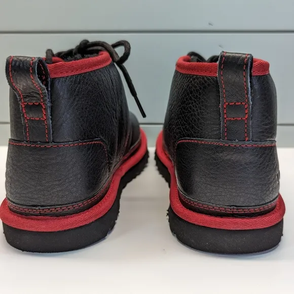 UGG Neumel Leather Chukka Ankle Black Red Boots Size Men's 9