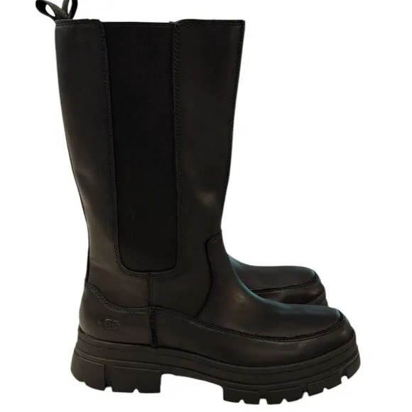 UGG Size 10 ASHTON HIGH CHELSEA LUG SOLE BOOTS 1133881 Black